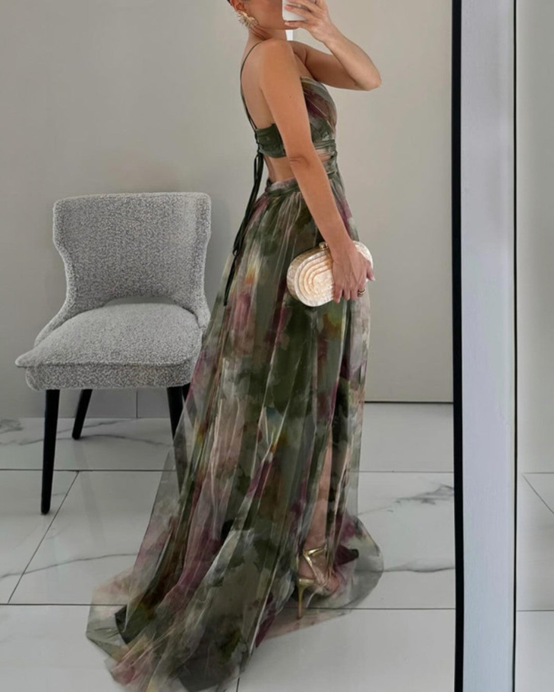 AURE | Vestido Maxi Floral Estampado