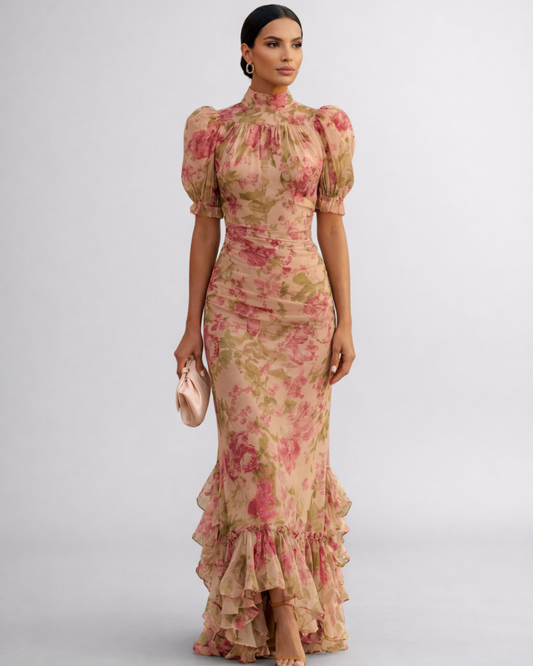 AURE Vestido Largo Floral de Gasa 2