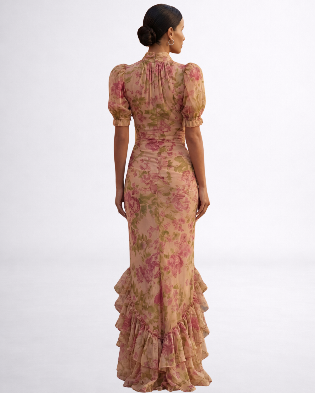 AURE Vestido Largo Floral de Gasa 3
