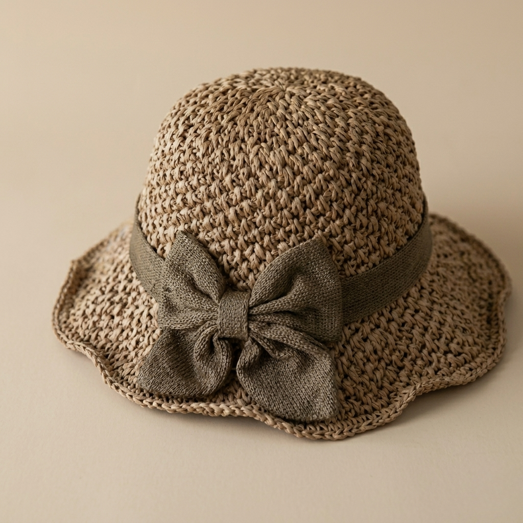Sombrero de paja trenzada con lazo