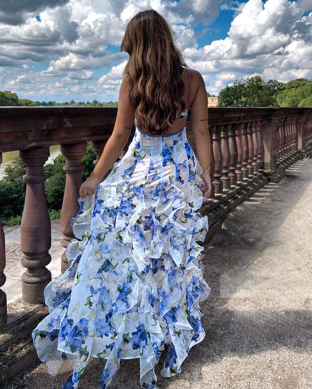 AURE Vestido Midi Floral con Volantes 6