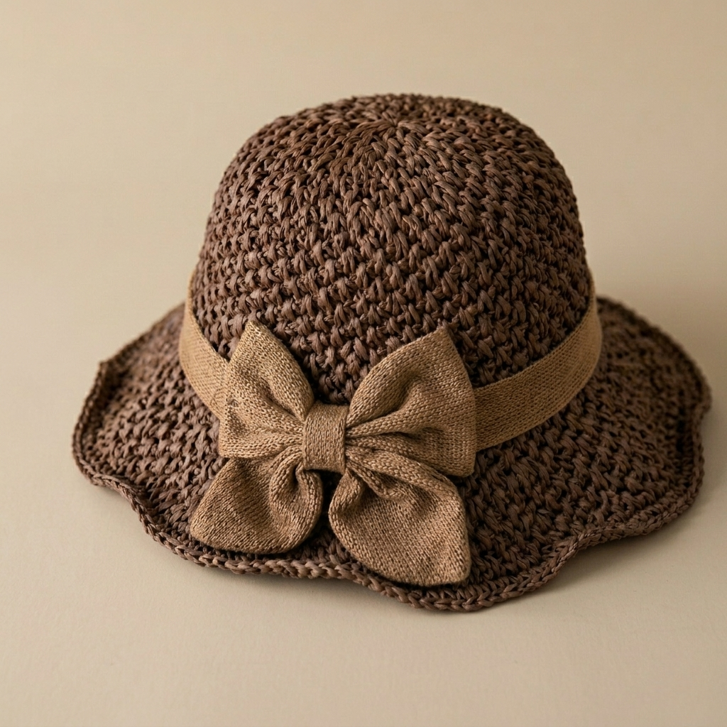 Sombrero de paja trenzada con lazo