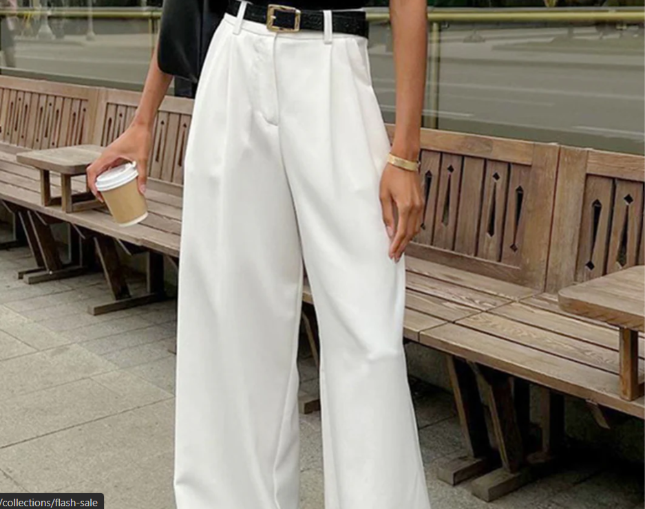 Pantalones anchos lisos sin cinturón