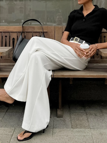 Pantalones anchos lisos sin cinturón