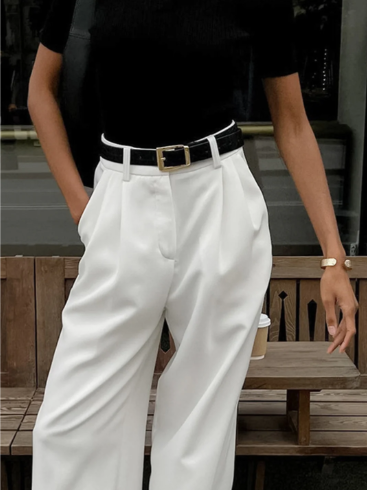 Pantalones anchos lisos sin cinturón