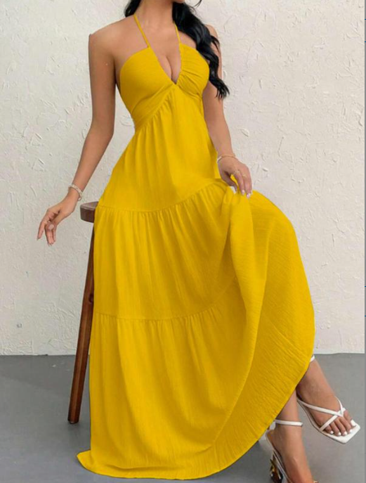 AURE | Vestido Largo Halter Escote en V