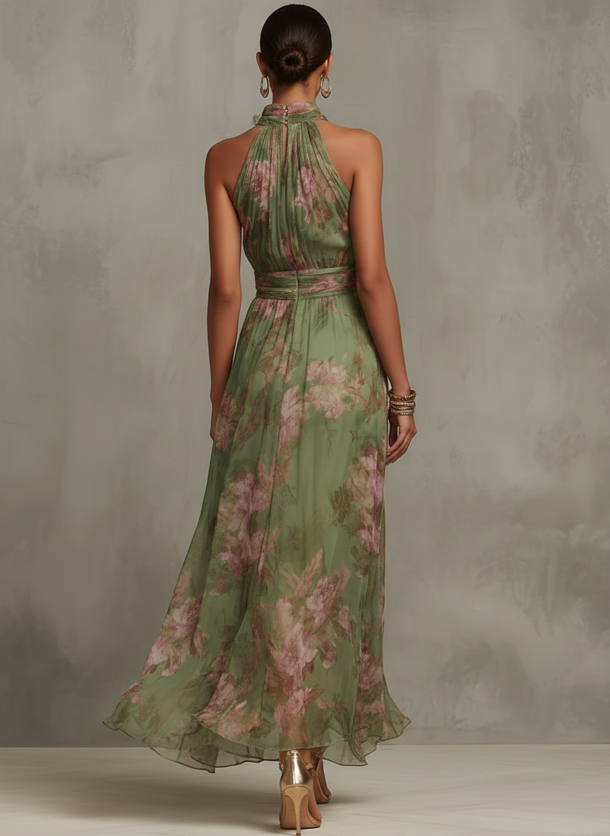 AURE Vestido Maxi Halter Floral 4