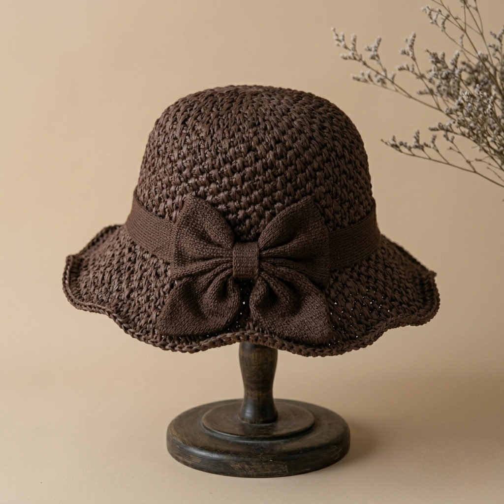 Sombrero de paja trenzada con lazo