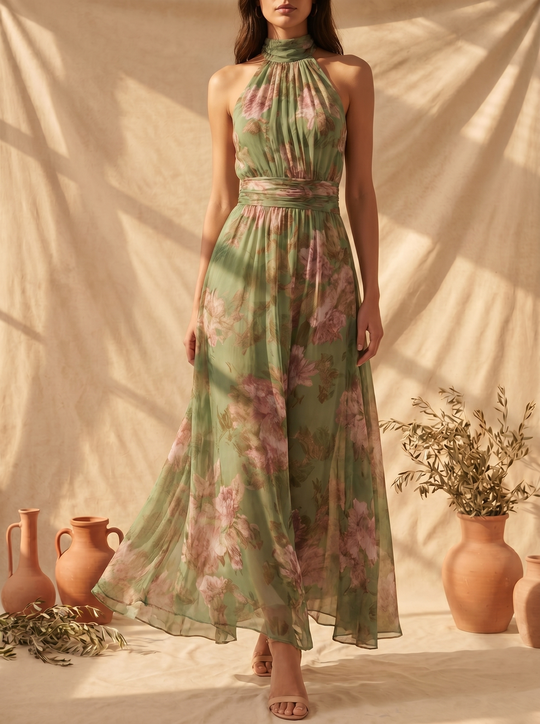AURE Vestido Maxi Halter Floral 2