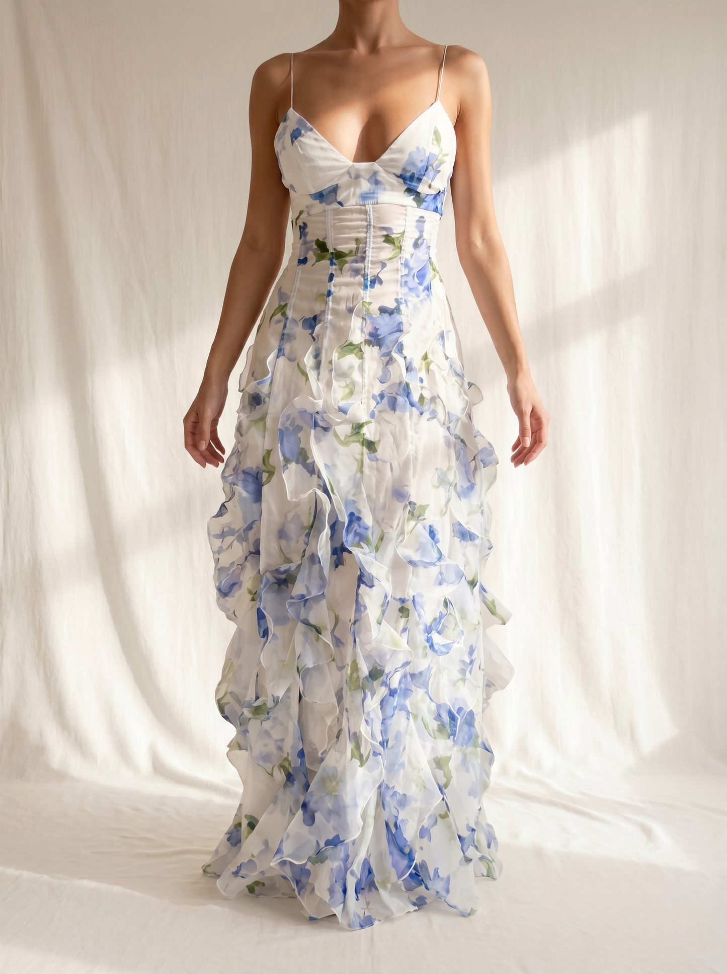 AURE Vestido Midi Floral con Volantes 2