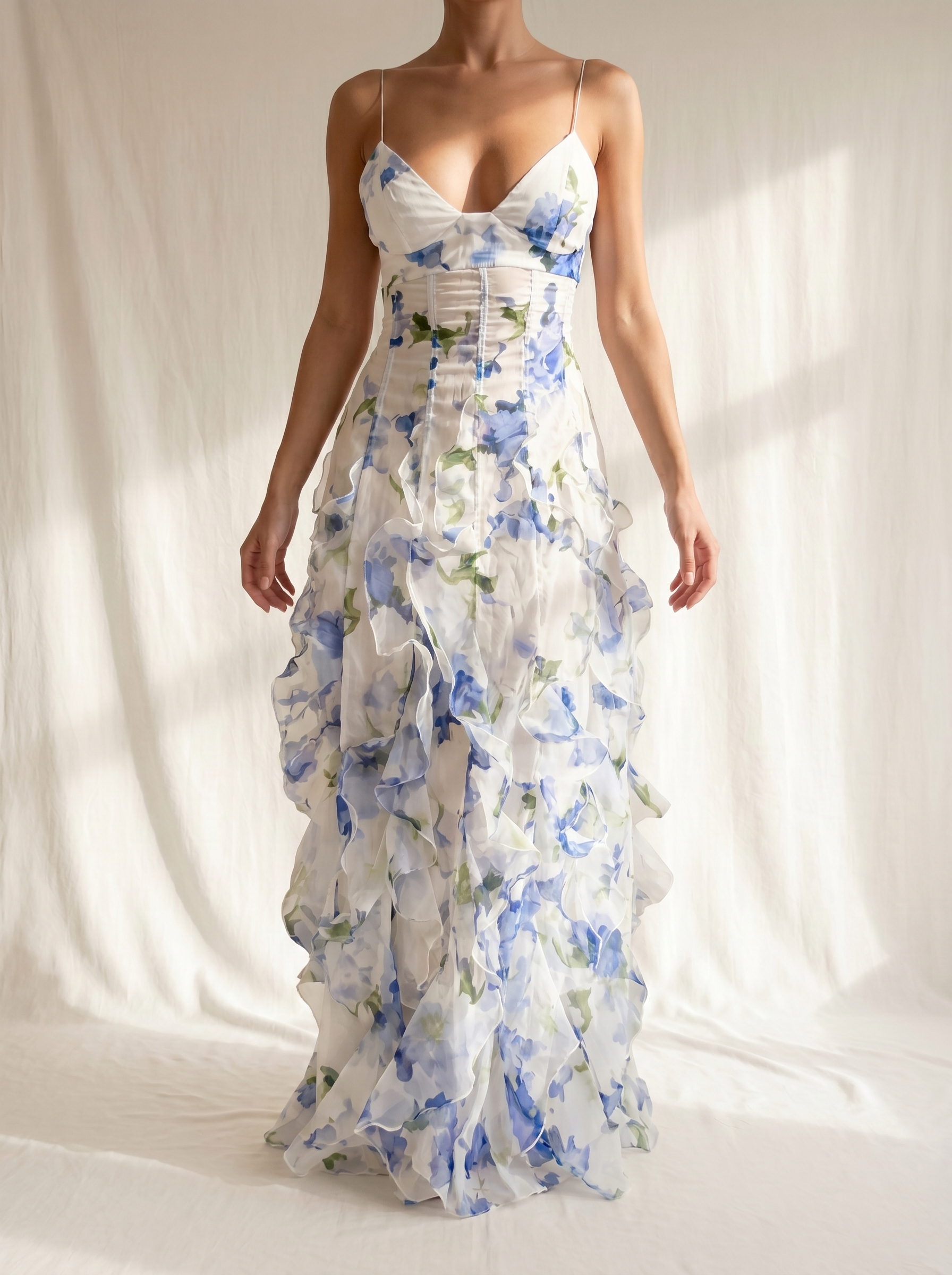 AURE Vestido Midi Floral con Volantes 2