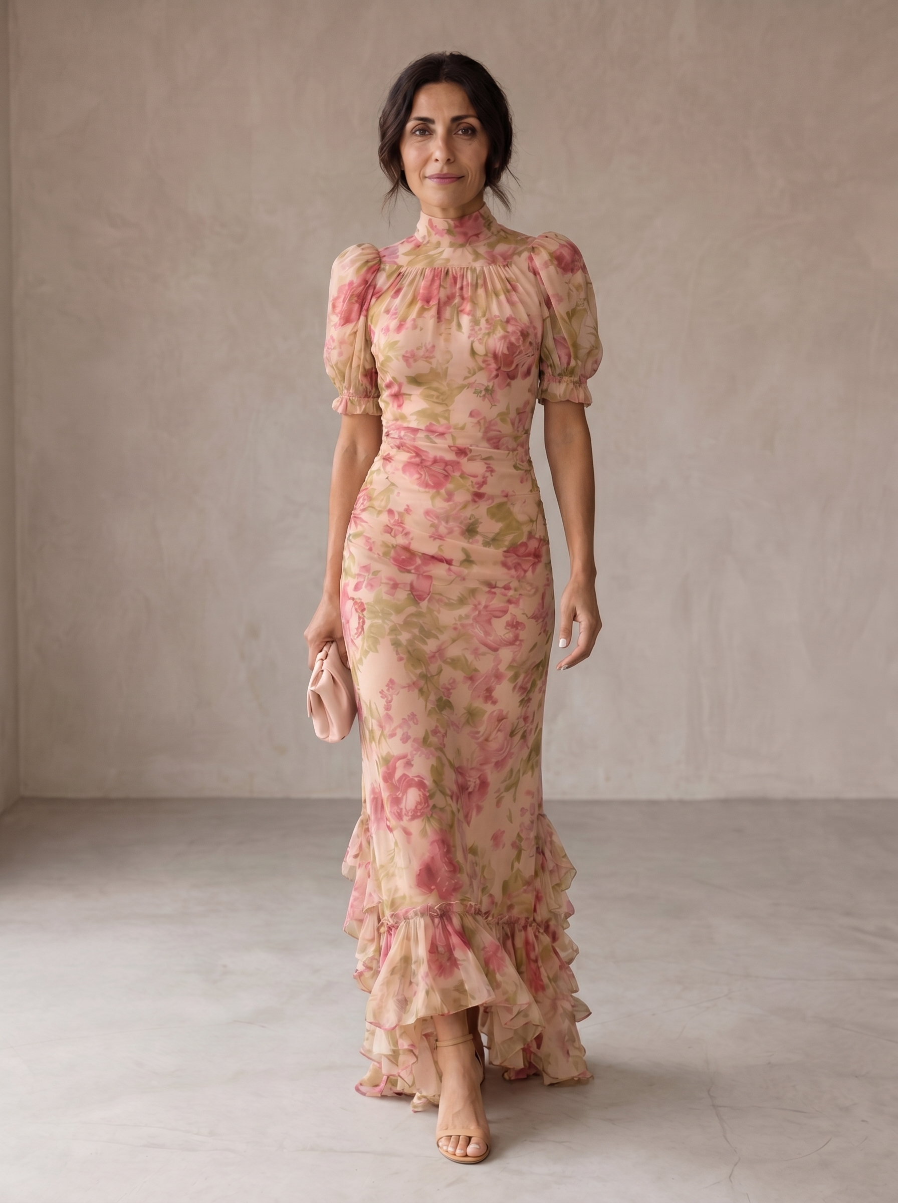 AURE Vestido Largo Floral de Gasa 1