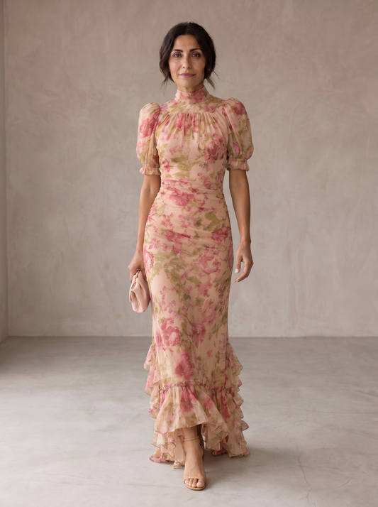 AURE Vestido Largo Floral de Gasa 1