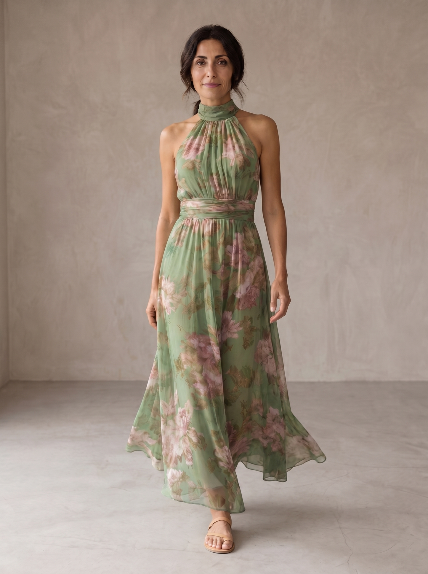 AURE Vestido Maxi Halter Floral 1