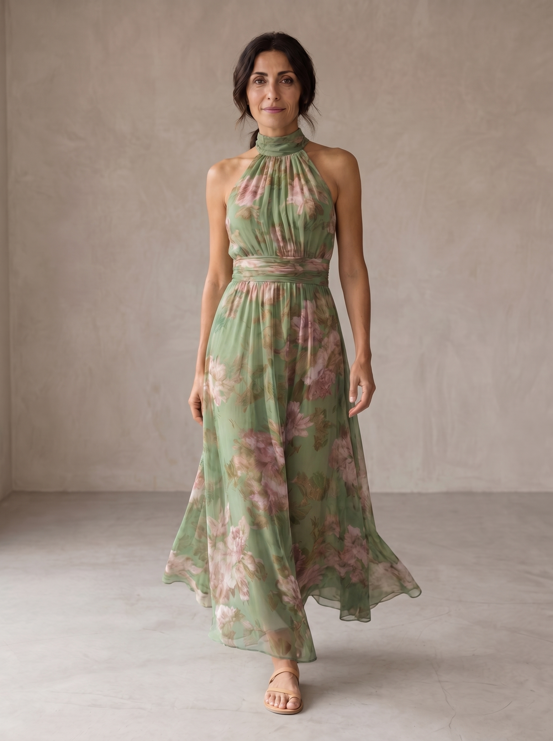 AURE Vestido Maxi Halter Floral 1