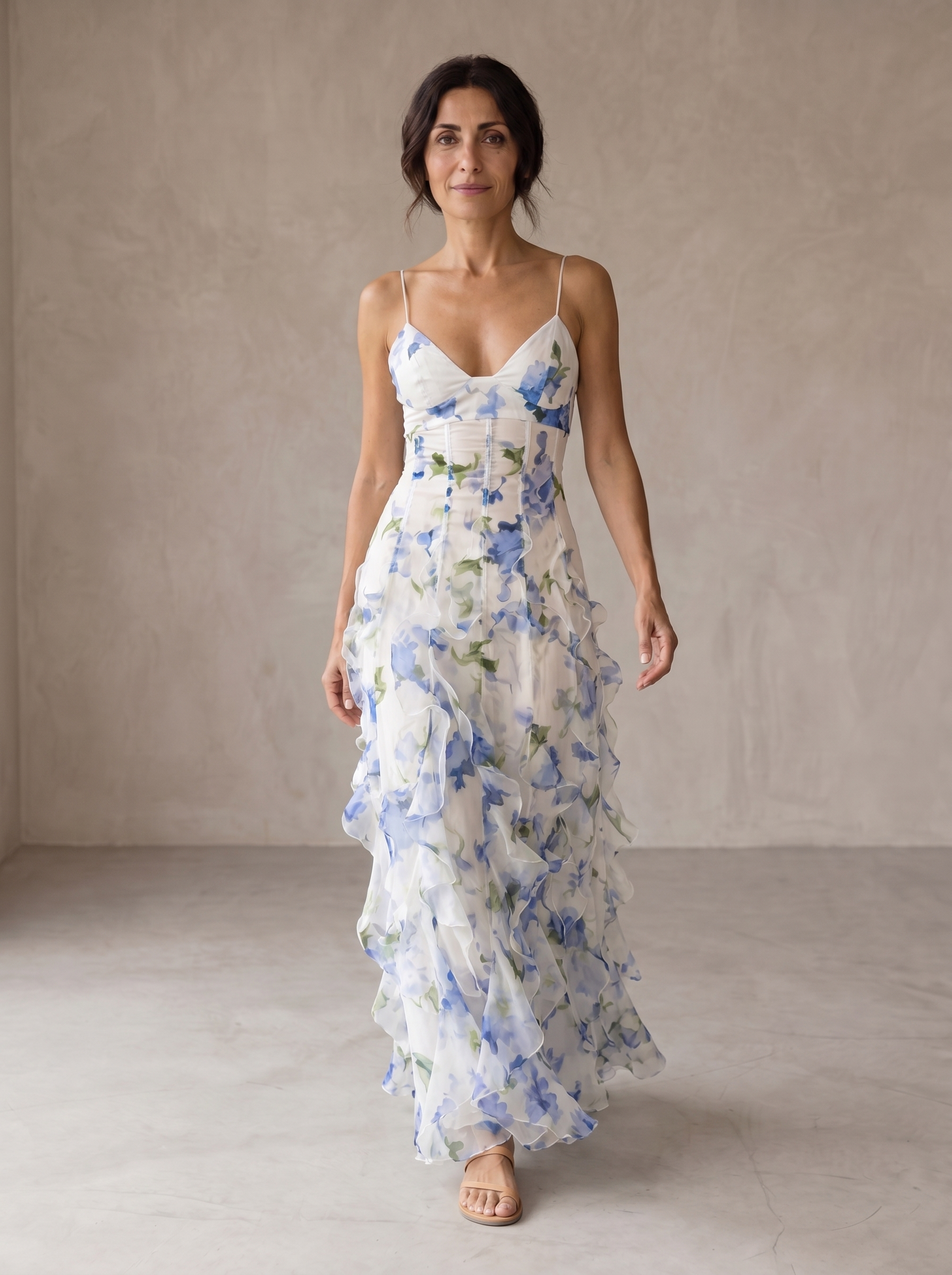 AURE Vestido Midi Floral con Volantes 1