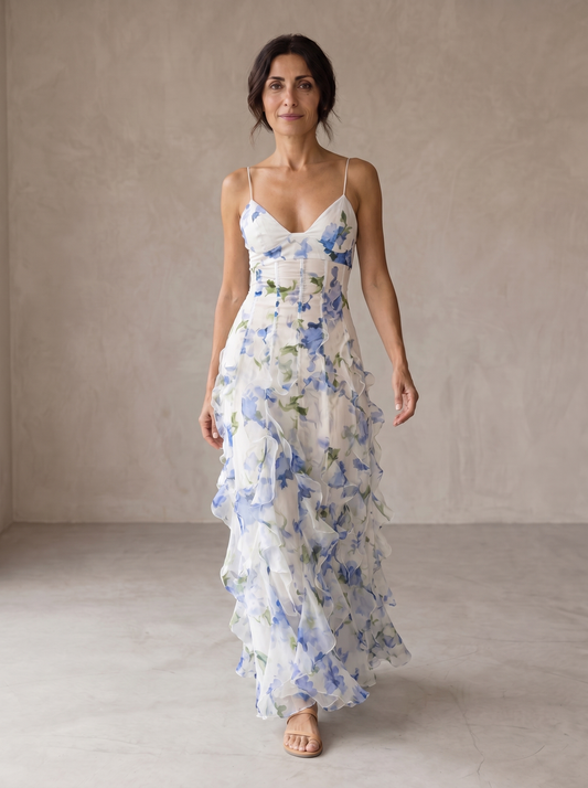 AURE Vestido Midi Floral con Volantes 1
