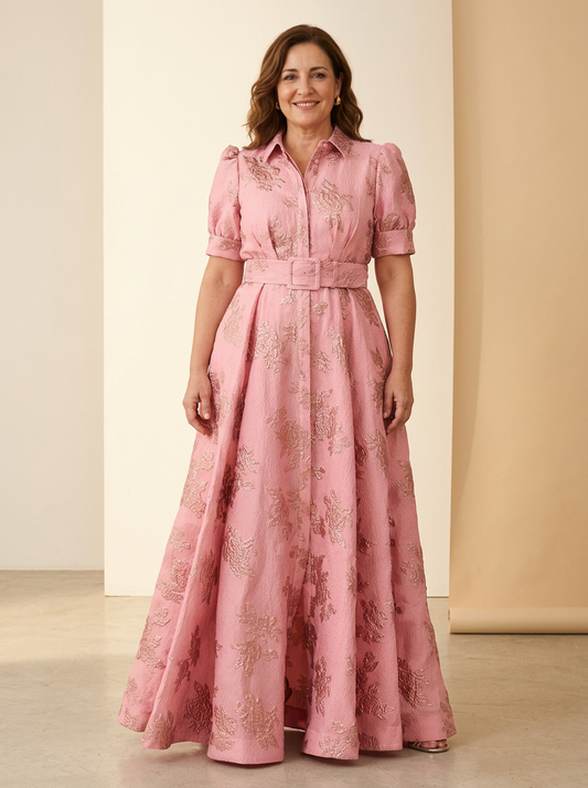 AURE Vestido Corto con Mangas Abullonadas en mujer real curvy