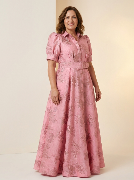 AURE Vestido Corto con Mangas Abullonadas en mujer real curvy