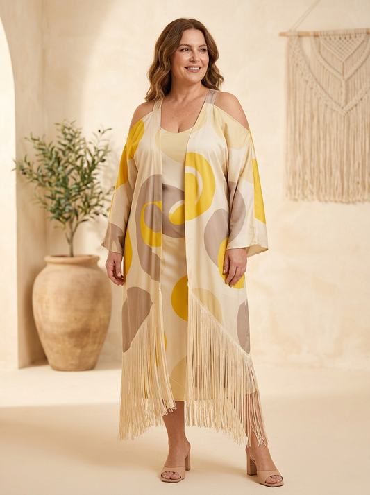AURE Daniela Conjunto con flecos en mujer real curvy