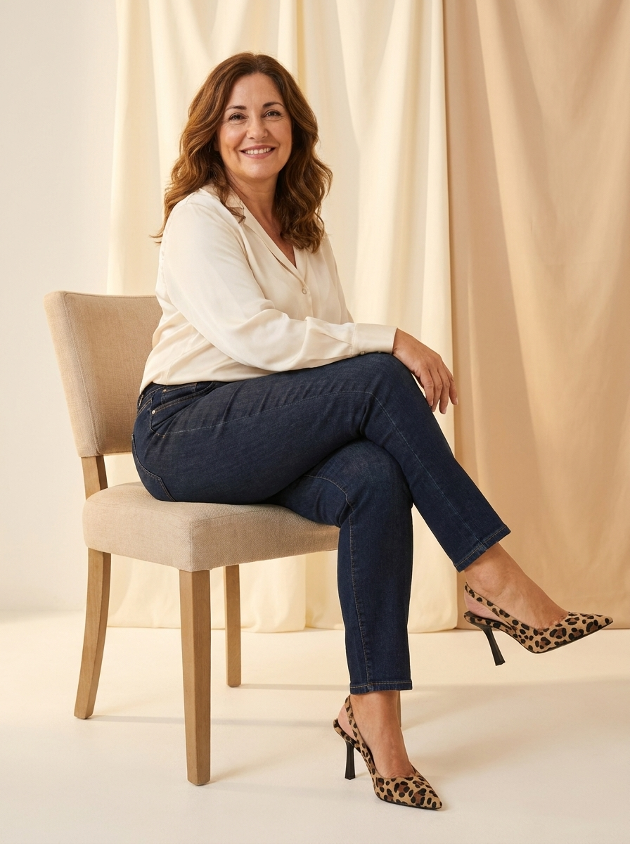 AURE Zapatos de Tacon Leopardo DOrsay en mujer real curvy