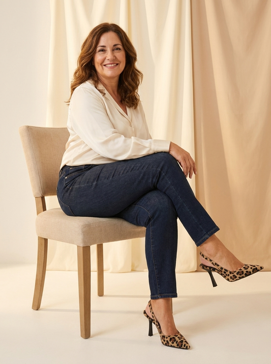 AURE Zapatos de Tacon Leopardo DOrsay en mujer real curvy