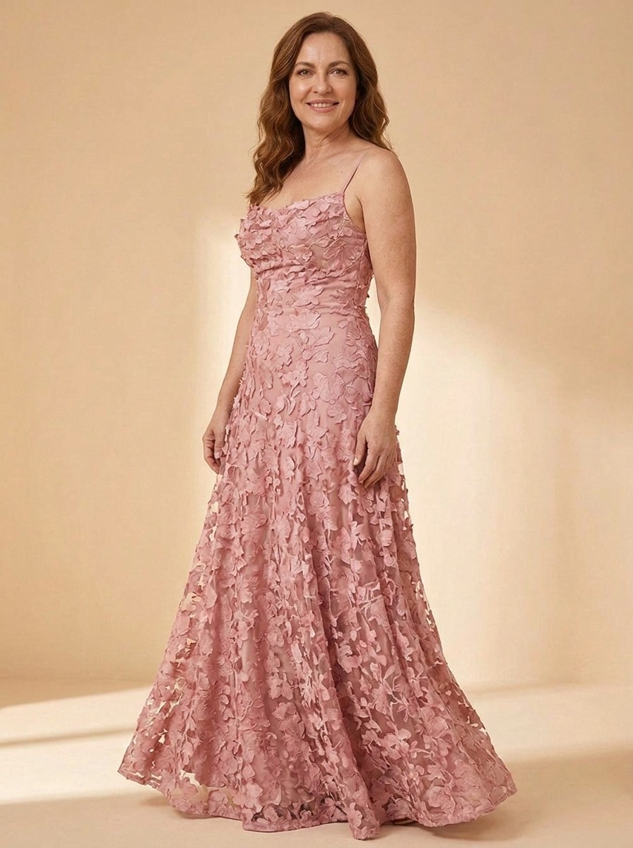 AURE Vestido Elegante Rosa - tres cuartos