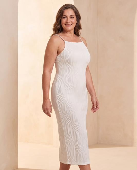 AURE | Vestido Cami de Textura Ondulada - White