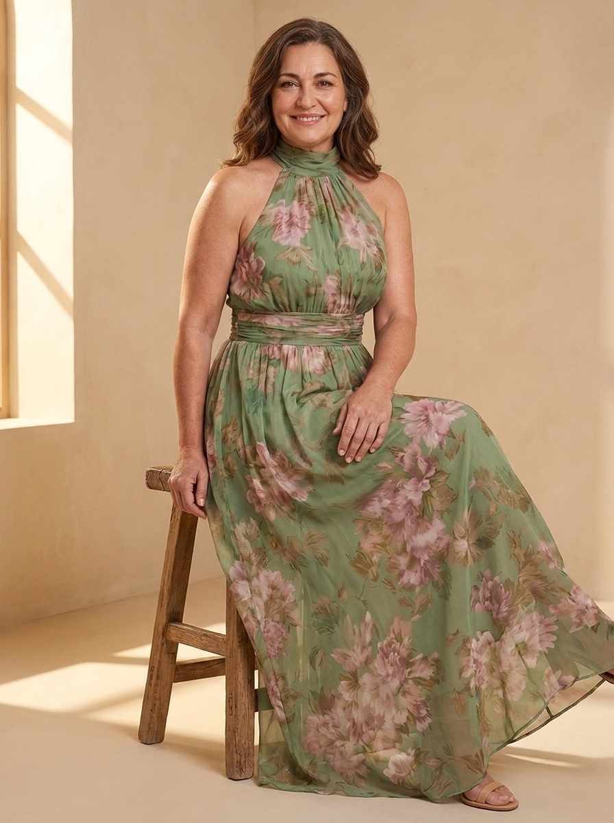 AURE Vestido Maxi Halter Floral 3