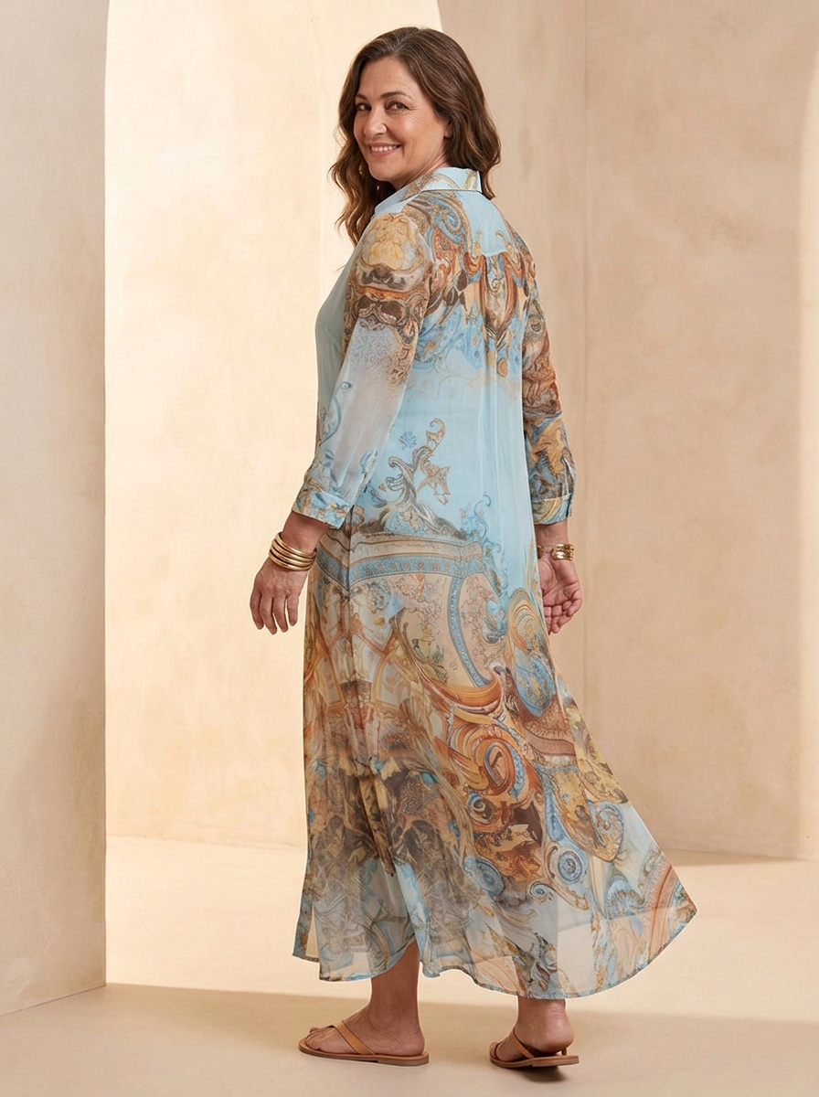 AURE Vestido Vaporoso de Verano Azul 2