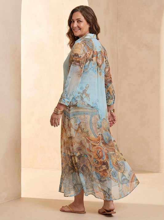 AURE Vestido Vaporoso de Verano Azul 2