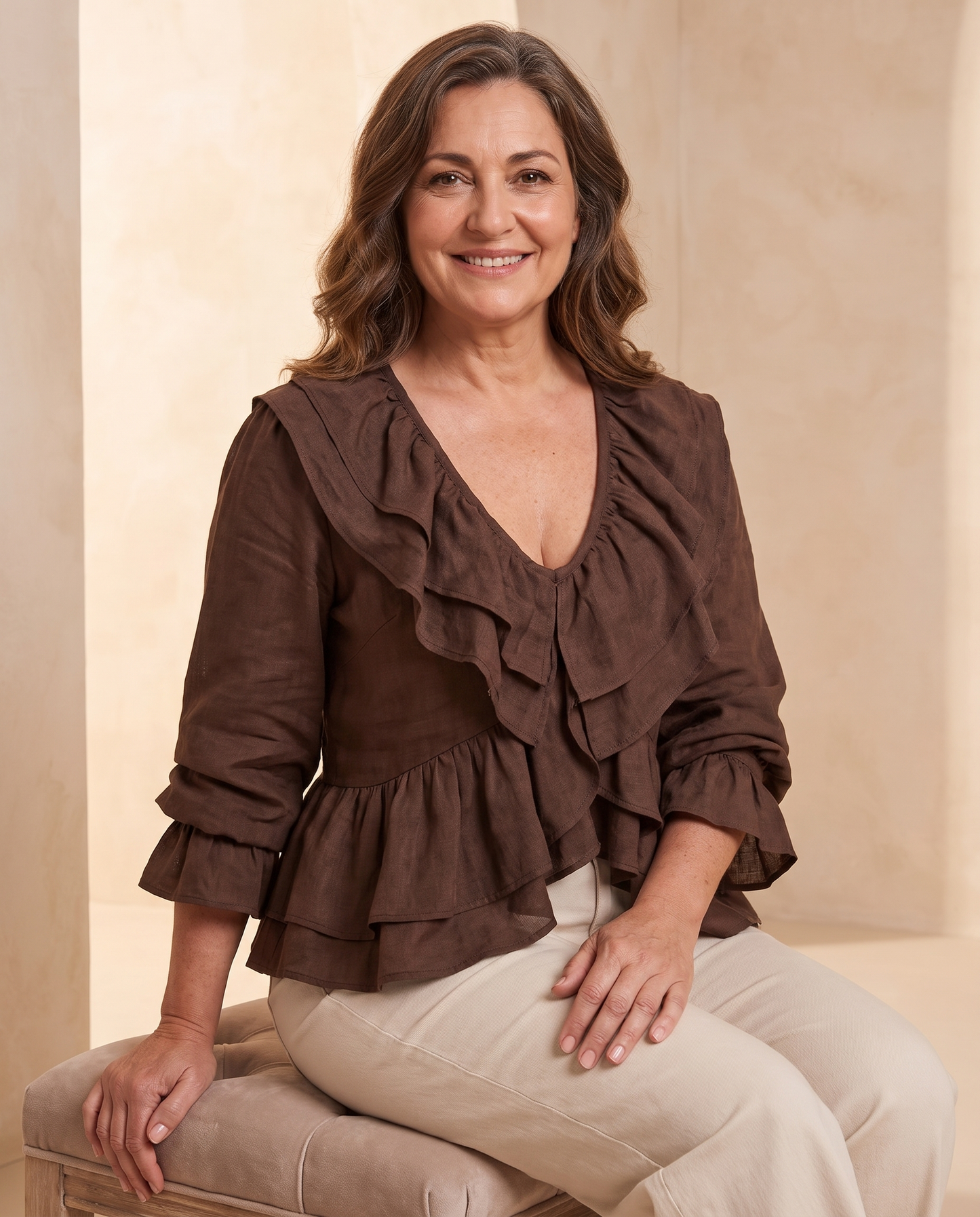Sienna| Blusa Asimétrica con Volantes - Marrón 3