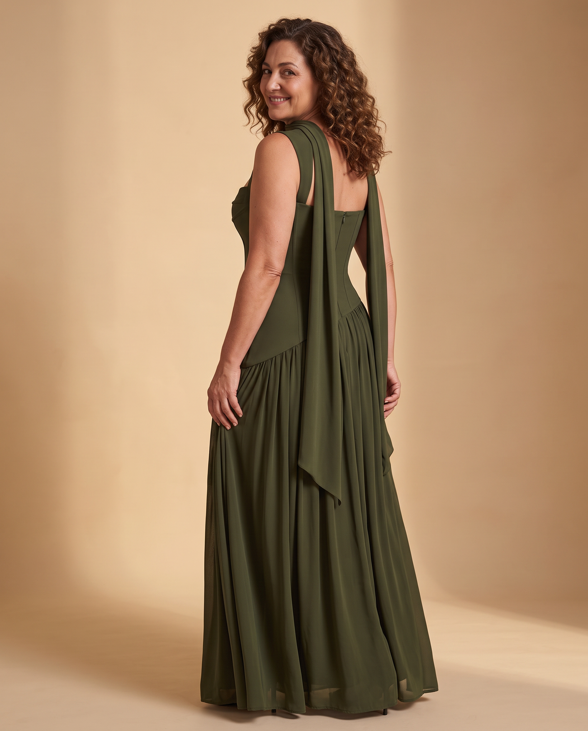 Carlota | Vestido Maxi de Evento - Oliva Oscuro 2