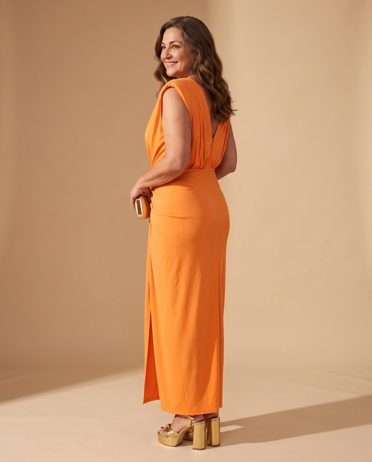 AURE | Vestido Drapé Ardiente - Naranja 2