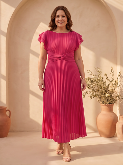 AURE | Vestido Maxi Plisado con Lazo