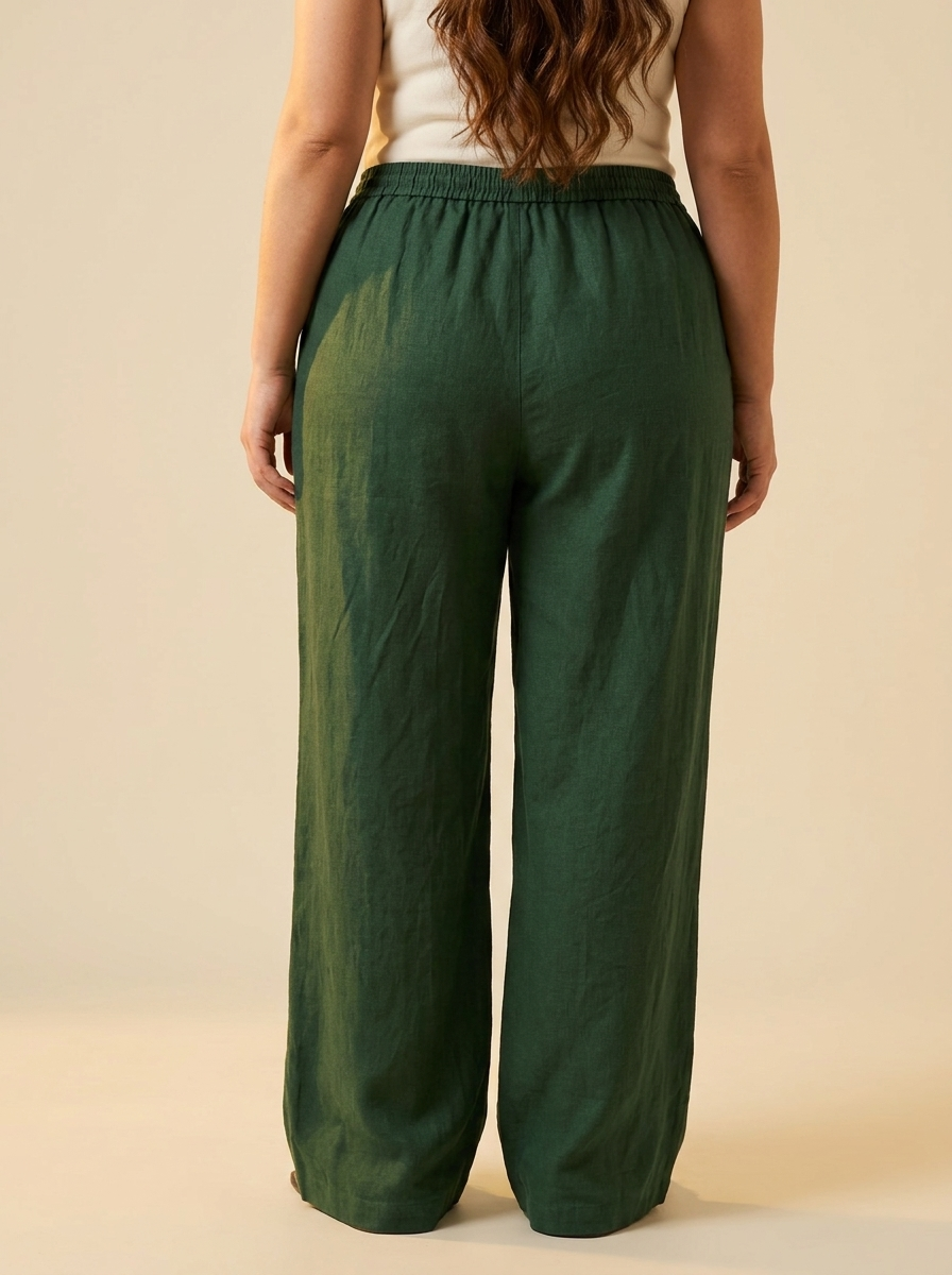 Pantalon lino LYON Verde espalda