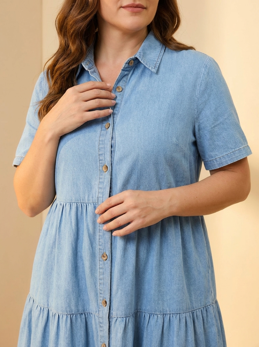 Vestido Midi Elizabeth Azul cielo - detalle botones