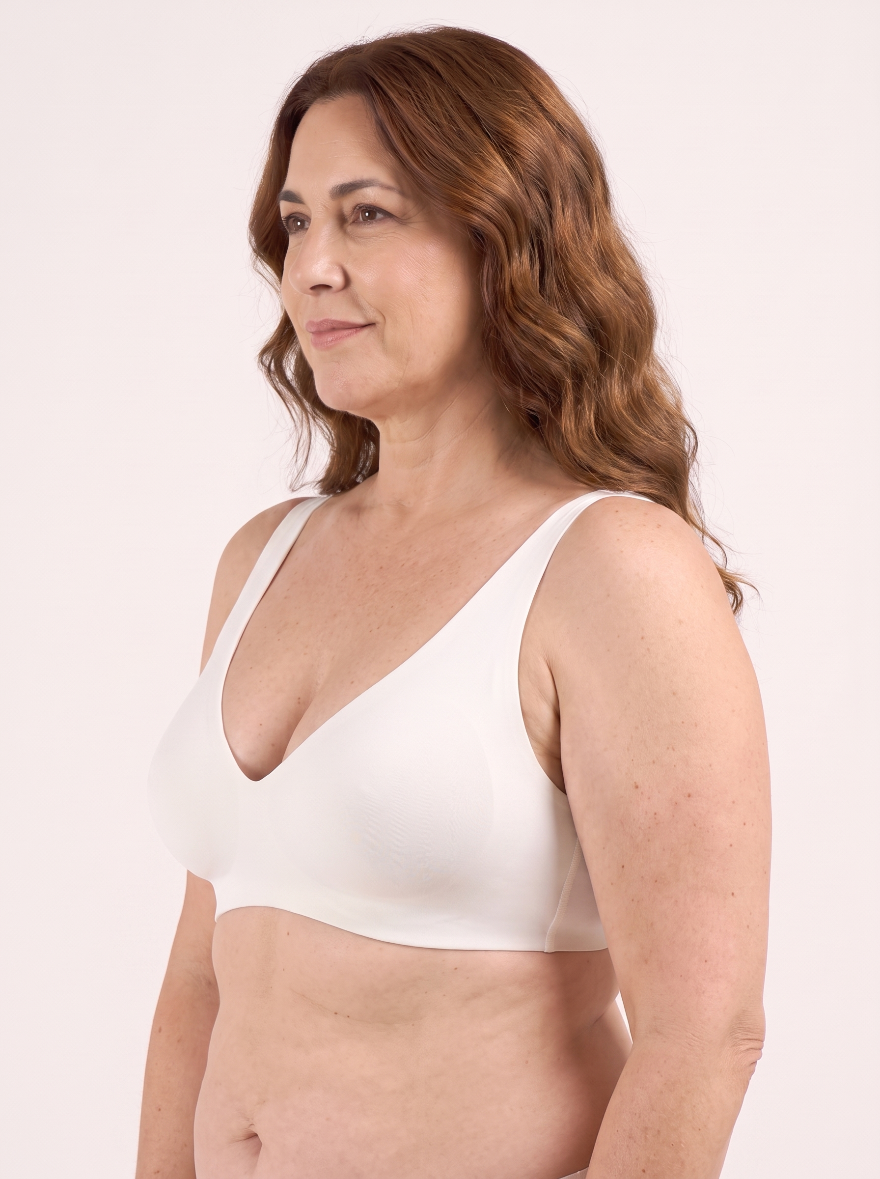 Sujetador push-up escote V blanco - tres cuartos