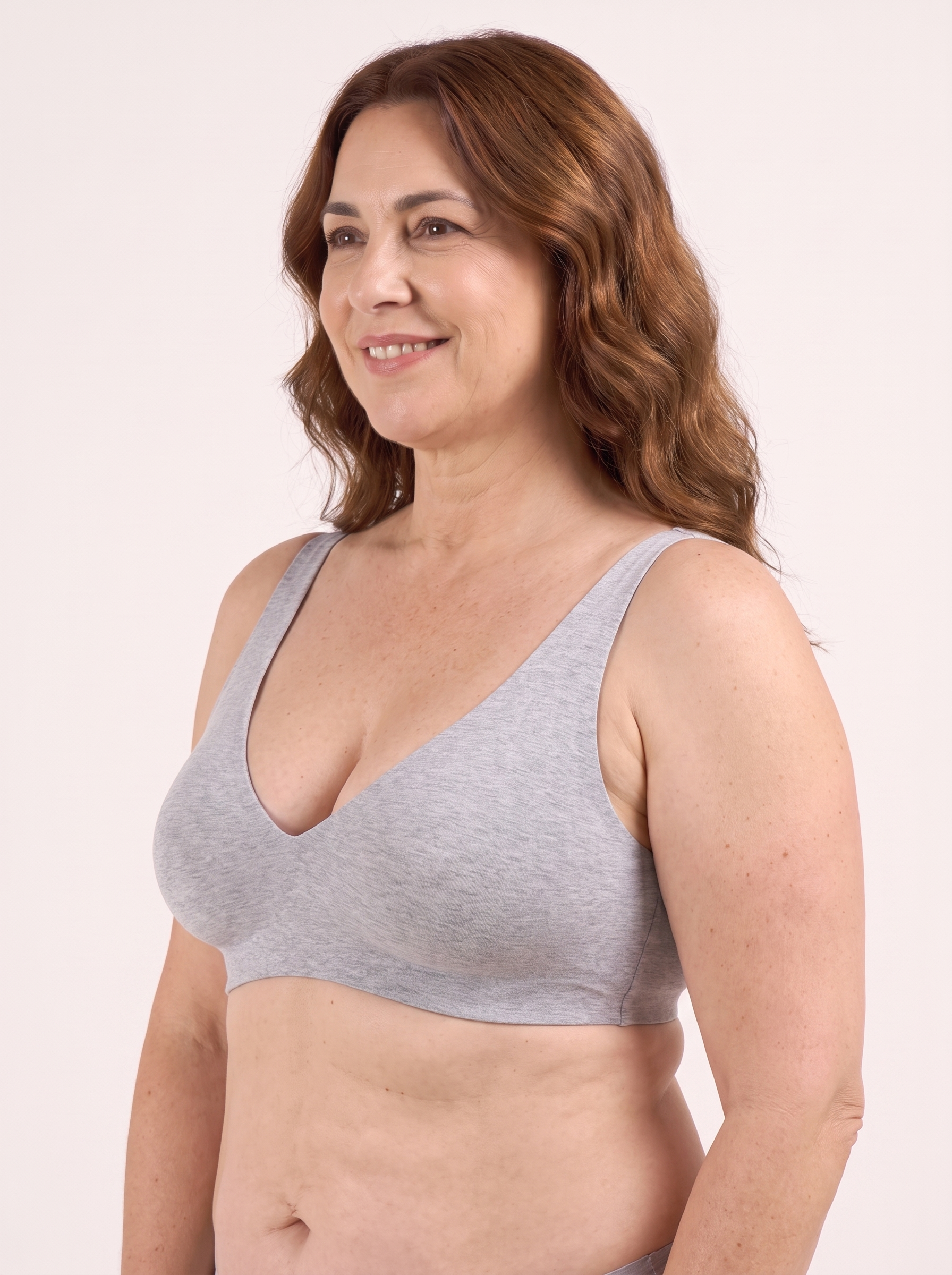 Sujetador push-up escote V gris - tres cuartos