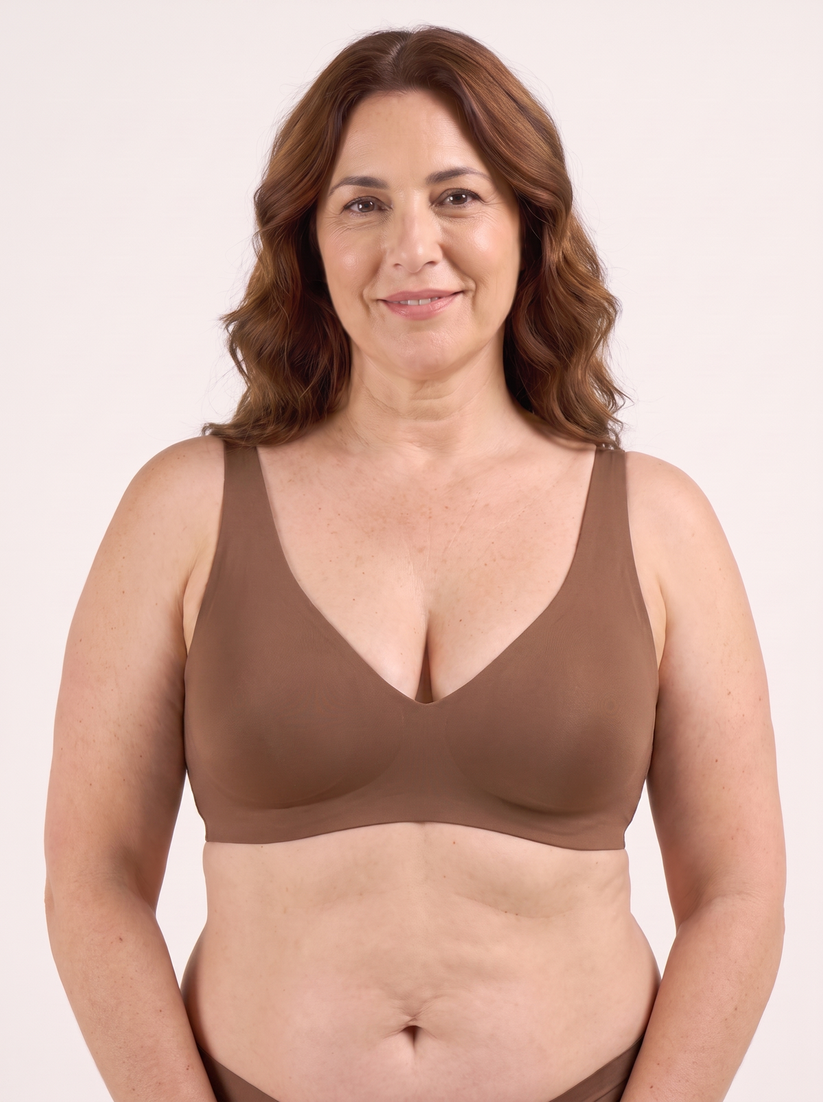 Sujetador push-up escote V café - frontal